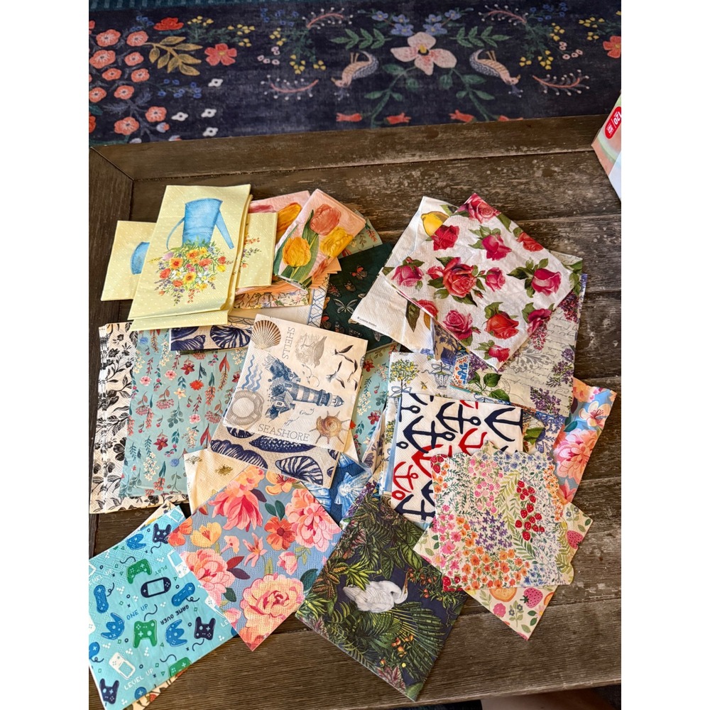 Mixed Lot Decorative Paper Napkins Decoupage Floral Nautical Craft Ephemera